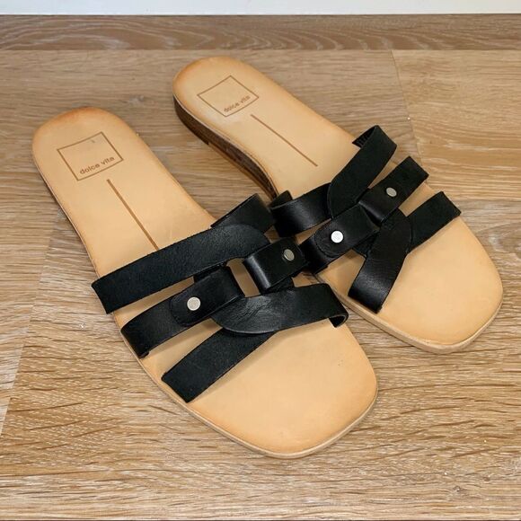 Dolce Vita Size 8 Cait Slide Leather Sandals - Picture 4 of 13